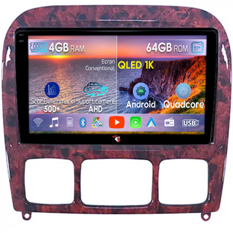 Mercedes-Benz - Navigatie dedicata Mercedes-Benz S-class, 4GB RAM 64GB ROM, Octacore, Android 14, Display QLED 1K 9", Carplay&Android Auto, SIM 4G, Ventilator Activ