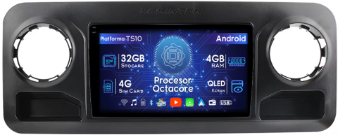 Mercedes-Benz - Navigatie dedicata Mercedes Benz Sprinter 2019, 4GB RAM 32GB ROM, Octacore, Android 14, Display QLED  9", DSP, Carplay&Android Auto, SIM 4G, Bluetooth, Ventilator Ac