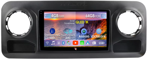 Sprinter 2019 - Navigatie dedicata Mercedes Benz Sprinter 2019, 4GB RAM 64GB ROM, Octacore, Android 14, Display QLED  9", Carplay&Android Auto, SIM 4G, Ventilator Activ