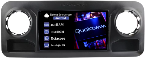 Sprinter 2019 - Navigatie dedicata Mercedes Benz Sprinter 2019, 4GB RAM 64GB ROM, Procesor Qualcomm Octacore, Android 14, Rezolutie 2K, Display QLED 9", DSP, Carplay&Android Auto, SIM 4