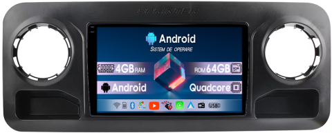 Sprinter 2019 - Navigatie dedicata Mercedes Benz Sprinter 2019, 4GB RAM 64GB ROM, Quad Core, Display 9" QLED  Carplay, Android 14, Bluetooth, Magazin Play, Suport Camere AHD