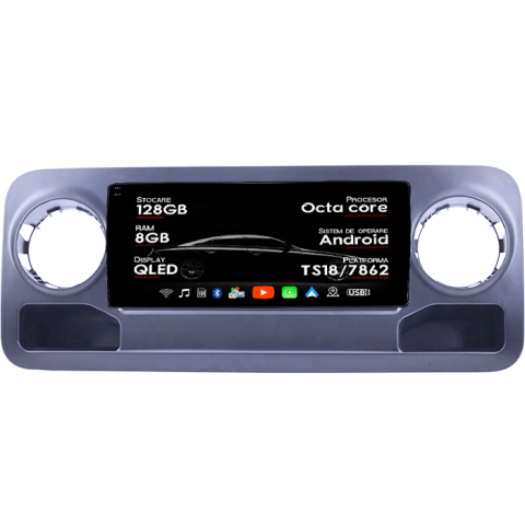 Navigatii Dedicate - Navigatie dedicata Mercedes Benz Sprinter 2019, 8GB RAM 128GB ROM, Octacore, Platforma TS18, Android 13, Display QLED 9”, Suporta camera 360º, DSP, Carplay&Android Auto, SIM 4G, Ventilator Activ