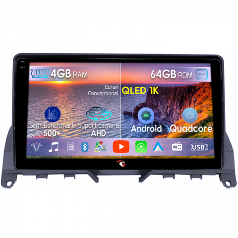 Mercedes-Benz - Navigatie dedicata Mercedes Benz C-Clas W204 2006-2012, 4GB RAM 64GB ROM, Octacore, Android 14, Display QLED 1K 9", Carplay&Android Auto, SIM 4G, Ventilator Activ