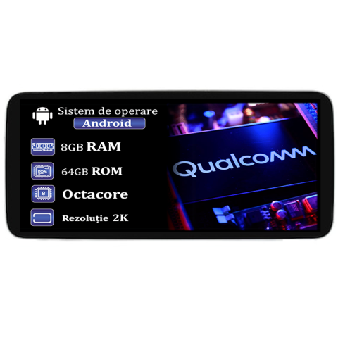 Mercedes-Benz - Navigatie dedicata Mercedes Benz W205 2014-2019, W253 2015-2019, 8GB RAM 64GB ROM, Procesor Qualcomm Octacore, Android 14, Rezolutie 2K, Display QLED 12.3", DSP, Carplay&Android Auto, SIM 4G