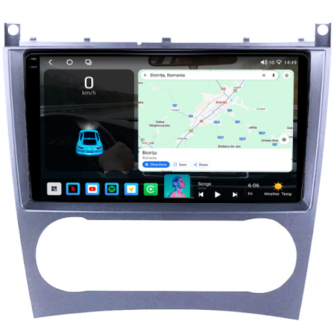 Mercedes-Benz - (Resigilata) Navigatie dedicata Mercedes C-Class W203 2003-2007, 2GB RAM 32GB ROM, Quad Core, Display 9" IPS Full HD, Carplay&Android Auto, Android 14, Suport camere AHD
