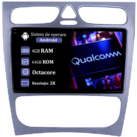 C-Class W203 - Navigatie dedicata Mercedes C Class W203 CLK, W209 2003-2009, 4GB RAM 64GB ROM, Procesor Qualcomm Octacore, Android 14, Rezolutie 2K, Display QLED 9", DSP, Carplay&Android Auto, SIM 4G