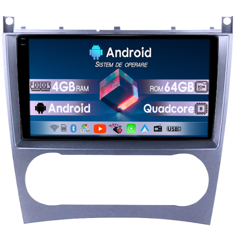 Mercedes-Benz - Navigatie dedicata Mercedes C-Class W203/ CLK C209 2004-2007 2 Usi, 4GB RAM 64GB ROM, Quad Core, Display 9" QLED  Carplay, Android 14, Bluetooth, Magazin