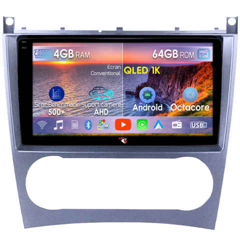 C-Class W203 - Navigatie dedicata Mercedes C-Class W203/ CLK C209 2004-2007 2 Usi, 4GB RAM 64GB ROM, Octacore, Android 14, Display QLED  9", DSP, Carplay, Android Auto, Internet, Youtube, Waze, WIFI, Bluetooth
