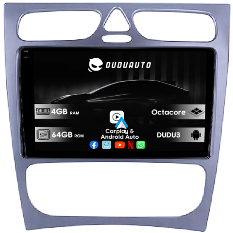 Navigatii Dedicate - Navigatie dedicata Mercedes C-Class W203 2000-2003 4 Usi DUDU3, 4GB RAM 64GB ROM, Octacore, Platforma 8581, Android, Display QLED 9", DSP, Carplay&AndroidAuto