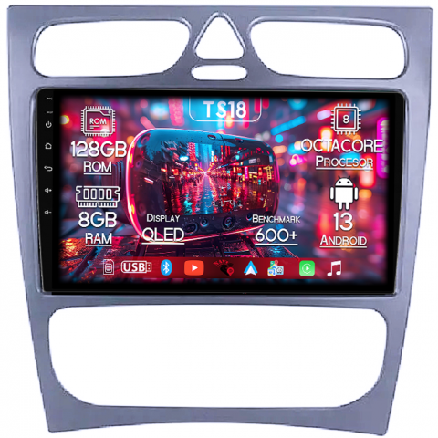 Mercedes-Benz - Navigatie dedicata Mercedes C Class W203, CLK W209 2000-2005, 8GB RAM 128GB ROM, Octacore, Platforma 7862, Android 14, Display QLED 9”, Suporta camera 360º, DSP, Carplay&Android Auto, SIM 4G, Ventilat