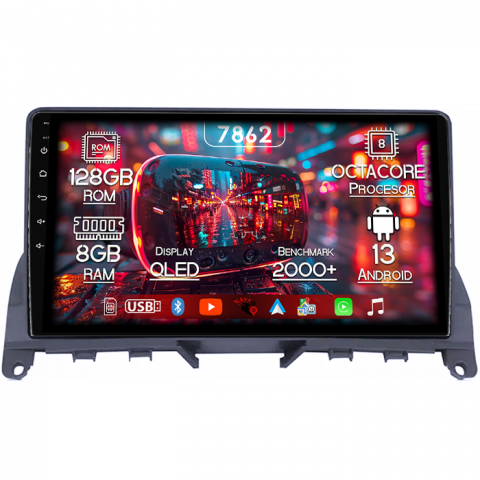 Mercedes-Benz - Navigatie dedicata Mercedes C Class W204 ( 2006 - 2012 ), 8GB RAM 128GB ROM, Octacore, Platforma 7862,Android 13, Display QLED 9”, Suporta camera 360º, DSP, Carplay&Android Auto, SIM 4G, Ventilator Ac