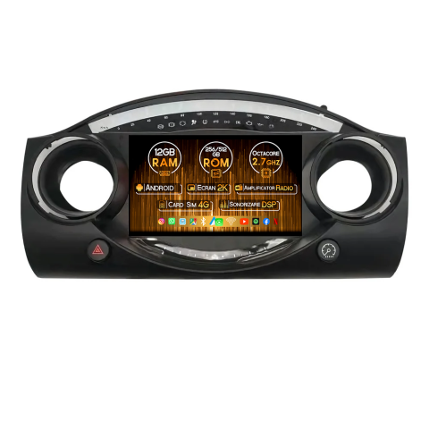 Mini Cooper 2001-2008 - Navigatie dedicata MiniCooper One R50 R52 R53 2001-2008, 12GB RAM 256GB ROM, Android 13, Rezolutie 2K, Display QLED, 9", DSP, Carplay, Android Auto, Internet, Youtube