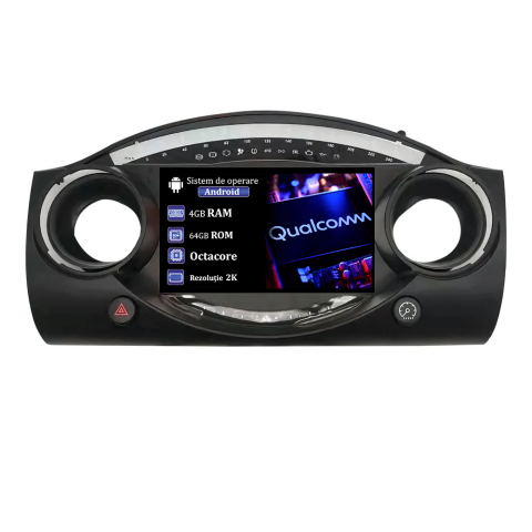 Mini Cooper 2001-2008 - Navigatie dedicata MiniCooper One R50 R52 R53 2001-2008, 4GB Ram 64GB Rom Procesor Qualcomm Octacore, Android 14, Rezolutie 2K, Display QLED 9", DSP, Carplay&Android Auto, SIM - Copie