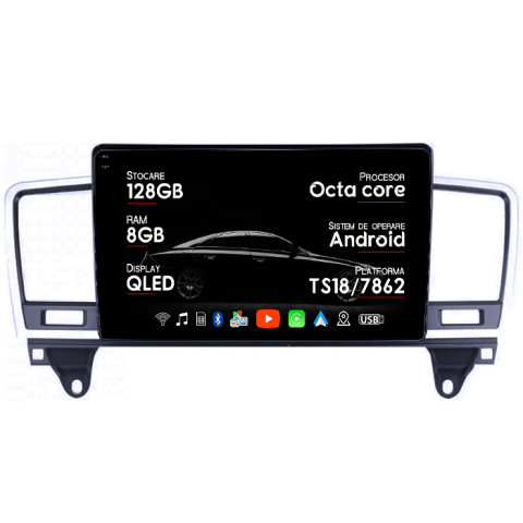 Navigatii Dedicate - Navigatie dedicata Mercedes ML, GL-Class GL X166 2012-2015, 8GB RAM 128GB ROM, Octacore, Platforma TS18, Android 14, Display QLED 9”, Suporta camera 360º, DSP, Carplay&Android Auto, SIM 4G, Ventilator