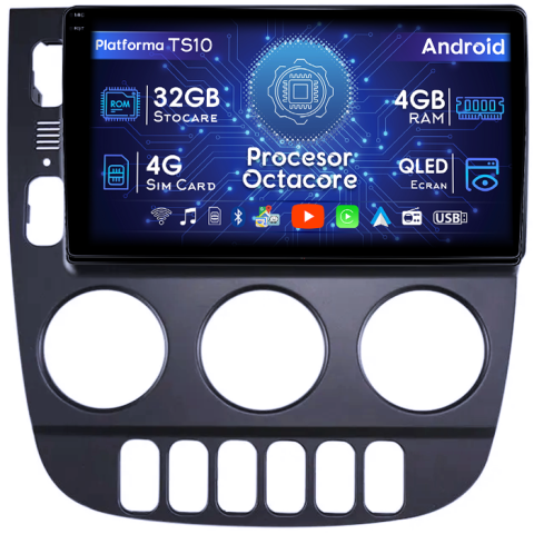 Mercedes-Benz - Navigatie dedicata Mercedes ML W163 2001 - 2005, 4GB RAM 32GB ROM, Octacore, Android 14, Display QLED 1K 9", DSP, Carplay&Android Auto, SIM 4G, Bluetooth, Ventilator Activ