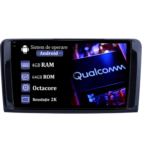 Navigatii Dedicate - Navigatie dedicata Mercedes ML W164, 4GB RAM 64GB ROM, Procesor Qualcomm Octacore, Android 14, Rezolutie 2K, Display QLED 9", DSP, Carplay&Android Auto, SIM 4G