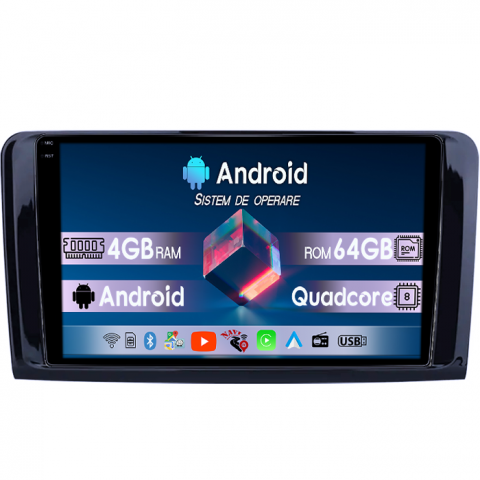 Mercedes-Benz - Navigatie dedicata Mercedes ML W164, 4GB RAM 64GB ROM, Quad Core, Display 9" QLED 1K, Carplay, Android 14, Bluetooth, Magazin Play, Suport Camere AHD
