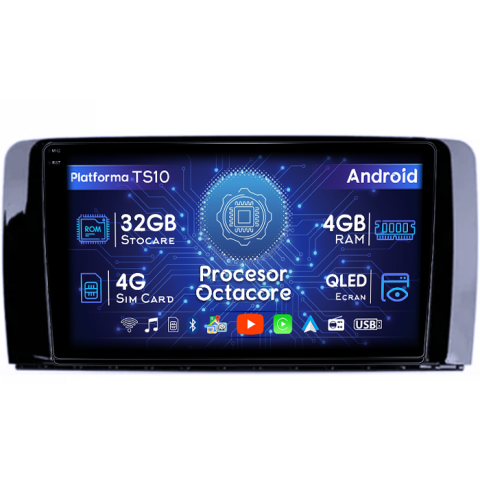 Mercedes-Benz - Navigatie dedicata Mercedes R Class W251 2005-2017,4GB RAM 32GB ROM, Octacore, Android 14, Display QLED 1K 9", DSP, Carplay&Android Auto, SIM 4G, Bluetooth, Ventilator Activ