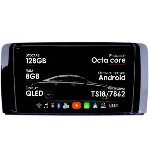 Navigatii Dedicate - Navigatie dedicata Mercedes R Class W251 2005-2017, 8GB RAM 128GB ROM, Octacore, Platforma 7862, Android 14, Display QLED 9”, Suporta camera 360º, DSP, Carplay&Android Auto, SIM 4G, Ventilator Activ