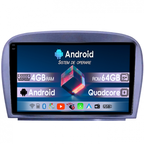 Mercedes-Benz - Navigatie dedicata Mercedes SL W230 2004-2011 A-W230, 4GB RAM 64GB ROM, Quadcore, Android 14, Display QLED 1K, 9", DSP, Carplay&Android Auto, Suport camere AHD