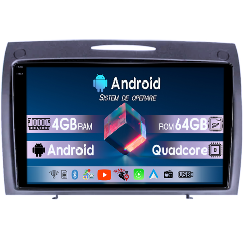 SLK - Navigatie dedicata Mercedes SLK 2006-2010, 4GB RAM 64GB ROM, Quadcore, Android 14, Display QLED  9", DSP, Carplay&Android Auto, Suport camere AHD