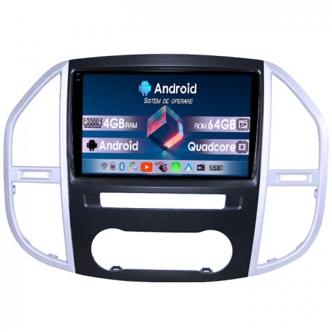 Mercedes-Benz - Navigatie dedicata Mercedes Vito 3, 4GB RAM 64GB ROM, Quad Core, Display 10" QLED 1K, Carplay, Android 14, Bluetooth, Magazin Play, Suport Camere AHD