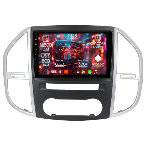 Mercedes-Benz - Navigatie dedicata Mercedes Vito 3, 8GB RAM 128GB ROM, Octacore, Platforma TS18,Android 13, Display QLED 10”, Suporta camera 360º, DSP, Carplay&Android Auto, SIM 4G, Ventilator Activ
