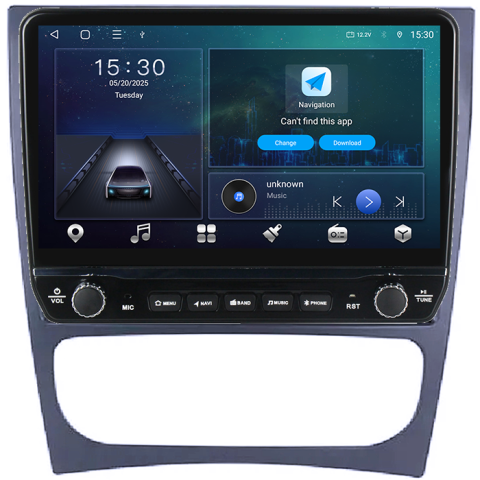 Navigatie dedicata Mercedes w203 Tesla cu butoane rotative model 2024, 4GB RAM 64GB ROM, Procesor Quadcore, Android 14, Display QLED 10", DSP, Carplay&Android Auto [5]