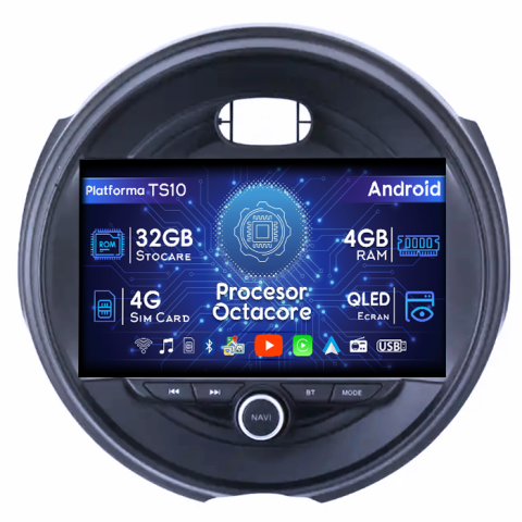Mini Cooper - Navigatie dedicata Mini Cooper 2015-2019, 4GB RAM 32GB ROM, Octacore, Android 14, Display QLED 1K 9", DSP, Carplay&Android Auto, SIM 4G, Bluetooth, Ventilator Activ