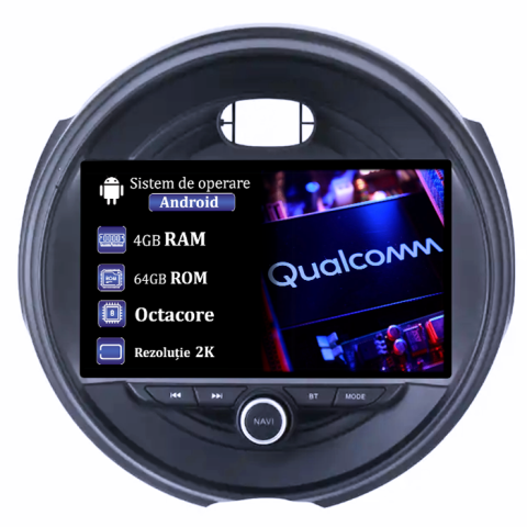 Mini Cooper 2015-2019 - Navigatie dedicata Mini Cooper 2015-2019, 4GB RAM 64GB ROM, Procesor Qualcomm Octacore, Android 14, Rezolutie 2K, Display QLED 9", DSP, Carplay&Android Auto, SIM 4G