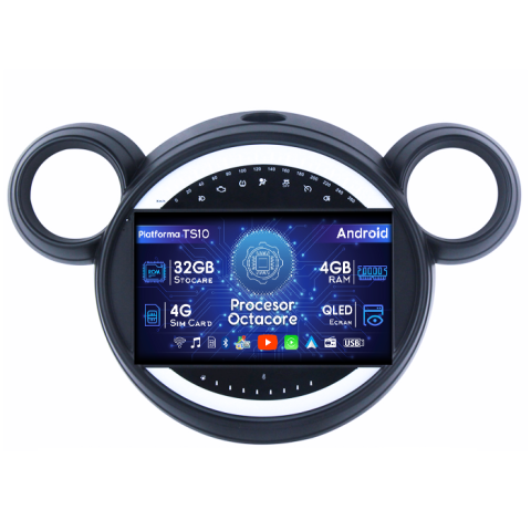 Mini Cooper - Navigatie dedicata Mini Cooper Countryman 2007-2014, 4GB RAM 32GB ROM, Octacore, Android 14, Display QLED 1K 9", DSP, Carplay&Android Auto, SIM 4G, Bluetooth, Ventilator Activ