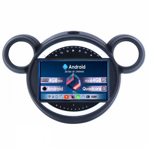 Mini Cooper - Navigatie dedicata Mini Cooper Countryman 2007-2014, 4GB RAM 64GB ROM, Quad Core, Display 9" QLED 1K, Carplay&Android Auto, Android 14, Suport Camere AHD