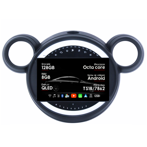 Navigatie dedicata Mini Cooper Countryman 2007-2014, 8GB RAM 128GB ROM, Octacore, Platforma TS18, Android 14, Display QLED 9", Suporta camera 360", DSP, Carplay&Android Auto, SIM 4G, Ventilator Act [5]