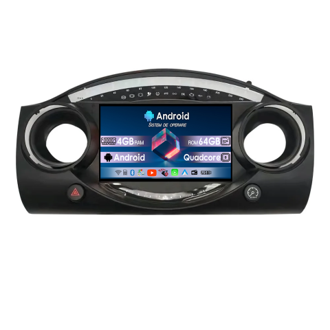 Mini Cooper 2001-2008 - Navigatie dedicata MiniCooper One R50 R52 R53 2001-2008, 4GB RAM 64GB ROM, Quadcore, Android 14, Display QLED  9", DSP, Carplay&Android Auto, Suport camere AHD