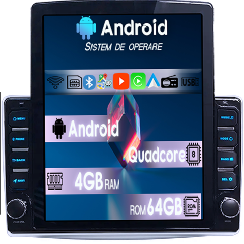Navigatii Dedicate - Navigatie dedicata Mito 2008-2018 Tesla Style, 4GB RAM 64GB ROM, Procesor Quadcore, Android 14, Display QLED 10", DSP, Carplay&Android Auto                         