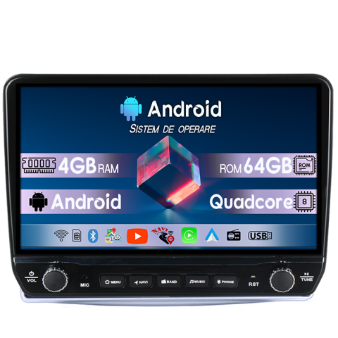 Navigatii Dedicate - Navigatie dedicata Mito 2008-2018 Tesla Cu Butoane Rotative Model 2024, 4GB RAM 64GB ROM, Procesor Quadcore, Android 14, Display QLED 10", DSP, Carplay&Android