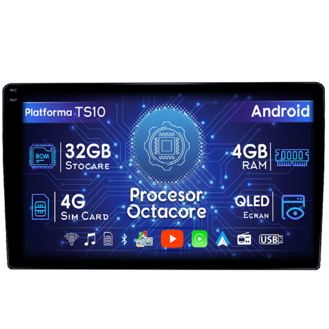 Mitsubishi - Navigatie dedicata Mitsubishi Airtrek Outlander 2001-2005, 4GB RAM 32GB ROM, Octacore, Android 14, Display QLED 1K 10", DSP, Carplay&Android Auto, SIM 4G, Bluetooth, Ventilator Activ