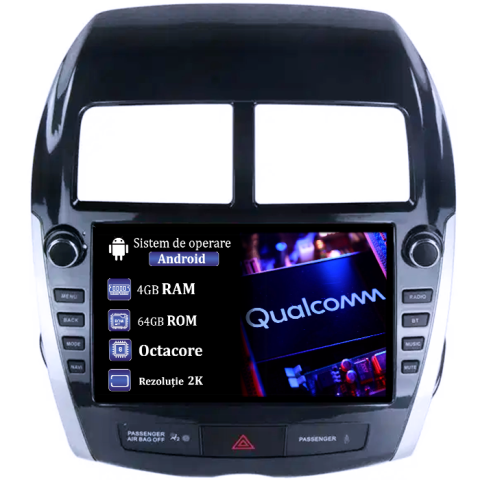 Mitsubishi - Navigatie dedicata Mitsubishi ASX 2010-2016, 4GB RAM 64GB ROM, Procesor Qualcomm Octacore, Android 14, Rezolutie 2K, Display QLED 9", DSP, Carplay&Android Auto, SIM 4G