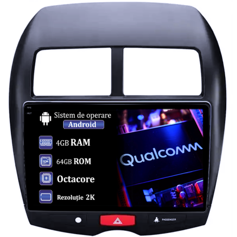 ASX - Navigatie dedicata Mitsubishi ASX 2010-2019, 4GB RAM 64GB ROM, Procesor Qualcomm Octacore, Android 14, Rezolutie 2K, Display QLED 9", DSP, Carplay&Android Auto, SIM 4G