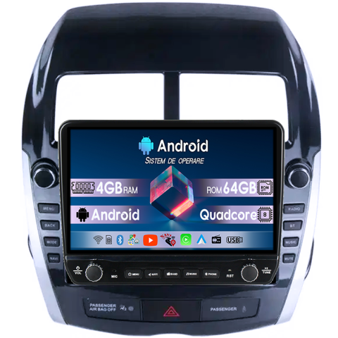 Mitsubishi - Navigatie dedicata Mitsubishi ASX 2010-2019 Tesla cu butoane rotative model 2024, 4GB RAM 64GB ROM, Procesor Quadcore, Android 14, Display QLED 10", DSP, Carplay&Android Auto
