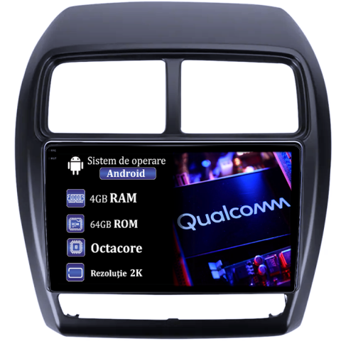 ASX 2016-2022 - Navigatie dedicata Mitsubishi ASX 2016-2022, 4GB RAM 64GB ROM, Procesor Qualcomm Octacore, Android 14, Rezolutie 2K, Display QLED 9", DSP, Carplay&Android Auto, SIM 4G