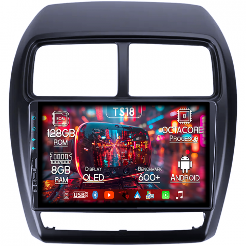 ASX 2016-2022 - Navigatie dedicata Mitsubishi ASX 2016-2022, USB&Butoane fizice frontale, Platforma TS18, 9 Inch, 8GB RAM 128GB ROM, Octacore, Android 14, Android Auto&Carplay