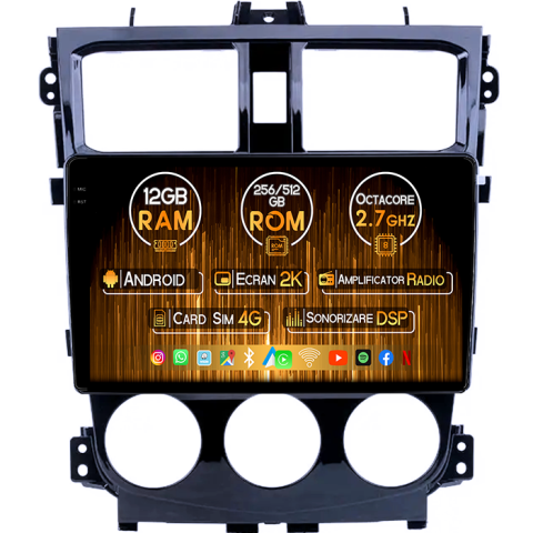 Colt Plus 2007-2012 - Navigatie dedicata Mitsubishi Colt Plus 2007-2012, 12GB RAM 256GB ROM, Android 14, Rezolutie 2K, Display QLED, 9", DSP, Carplay, Android Auto, Internet, Youtube, Waze, Wi Fi, USB