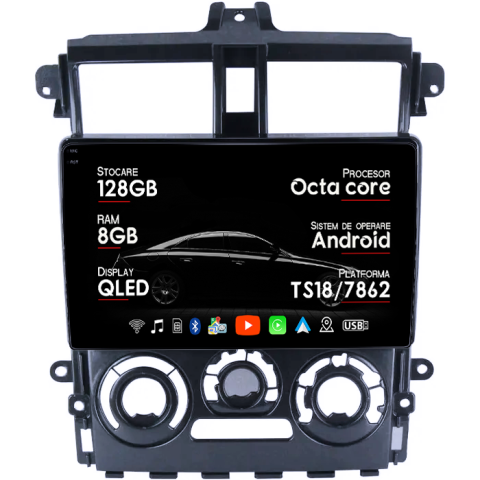 Navigatii Dedicate - Navigatie dedicata Mitsubishi Colt Plus 2007-2012, 8GB RAM 128GB ROM, Octacore, Platforma TS18, Android 14, Display QLED 9", Suporta camera 360", DSP, Carplay&Android Auto, SIM 4G, Ventilator Activ