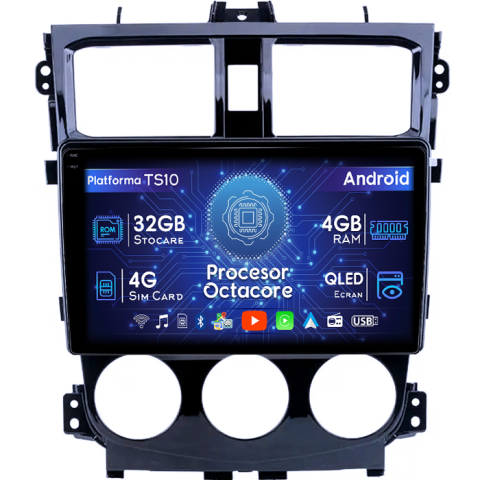 Mitsubishi - Navigatie dedicata Mitsubishi Colt Plus 2013, 4GB RAM 32GB ROM, Octacore, Android 14, Display QLED 1K 9", DSP, Carplay&Android Auto, SIM 4G, Bluetooth, Ventilator Activ