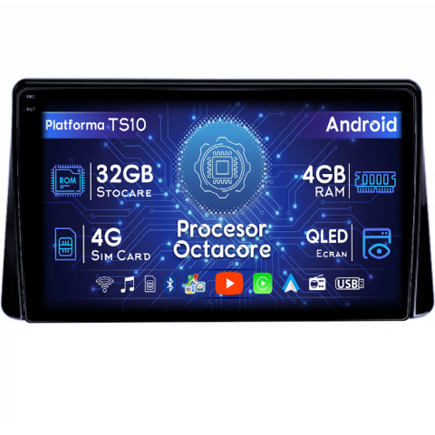 Mitsubishi - Navigatie dedicata Mitsubishi Eclipse Cross 2018-2019, 4GB RAM 32GB ROM, Octacore, Android 14, Display QLED 1K 10", DSP, Carplay&Android Auto, SIM 4G, Bluetooth, Ventilator Activ