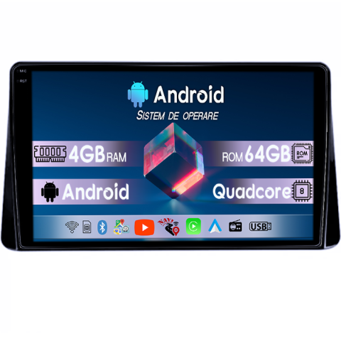 Eclipse Cross 2018-2019 - Navigatie dedicata Mitsubishi Eclipse Cross 2018-2019, 4GB RAM 64GB ROM, Quadcore, Android 14, Display QLED  9", DSP, Carplay&Android Auto, Suport camere AHD
