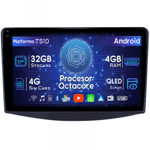 Grandis 2003-2011 - Navigatie dedicata Mitsubishi Grandis 2003-2011, 4GB RAM 32GB ROM, Octacore, Android 14, Display QLED 9", DSP, Carplay&Android Auto, SIM 4G, Bluetooth, Ventilator Activ