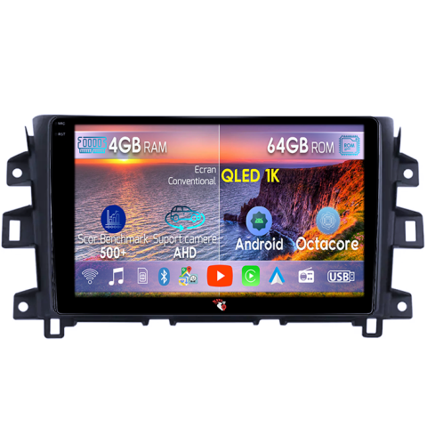 Nissan - Navigatie dedicata Nissan Navara 2014-2016, 4GB RAM 64GB ROM, Octacore, Android 14, Display QLED 9", DSP, Carplay&Android Auto, SIM 4G, Ventilator Activ