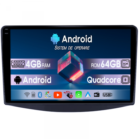 Grandis 2003-2011 - Navigatie dedicata Mitsubishi Grandis 2003-2011, 4GB RAM 64GB ROM, Quad Core, Display 9" QLED 1K, Carplay, Android 14, Bluetooth, Magazin Play, Suport Camere AHD